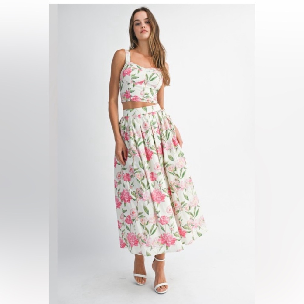 Mable Anthropologie Two Piece Crop Top and Maxi Skirt Set NET